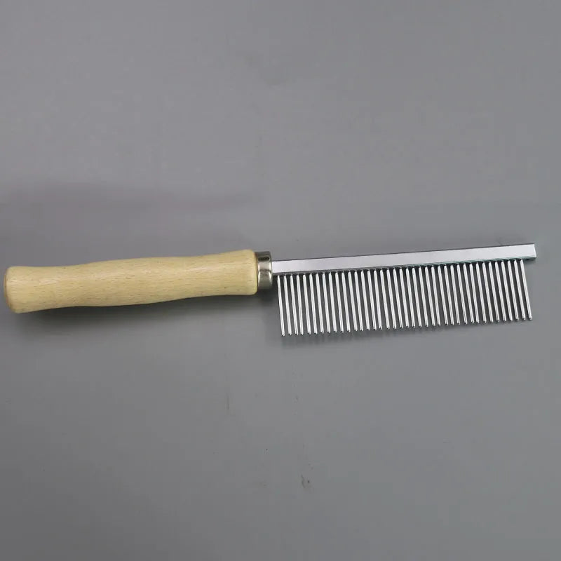 Petbroo steel comb with wooden handle- grooming brush- grooming tools