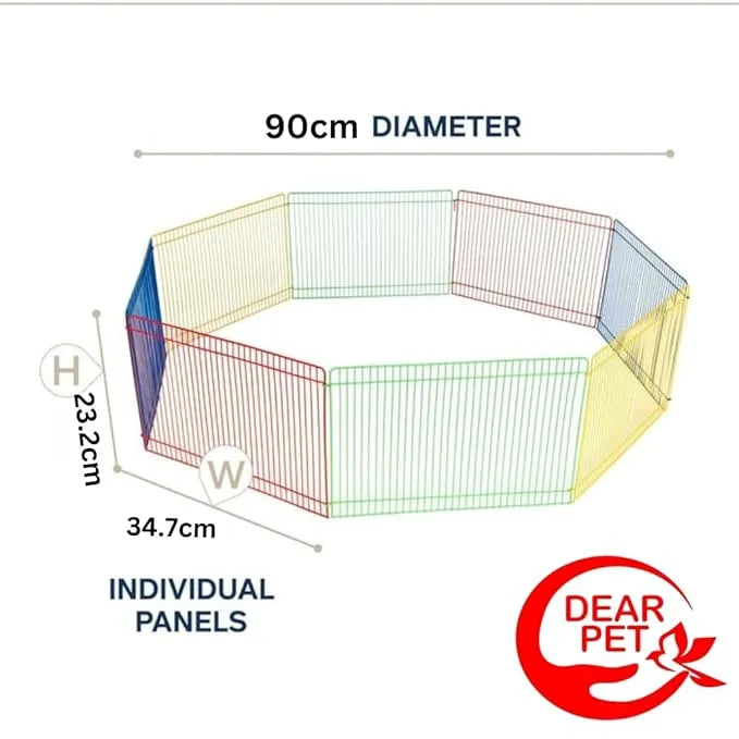 Dayang 8-Piece Foldable Rainbow Small Animal Playpen – 36"- hamster