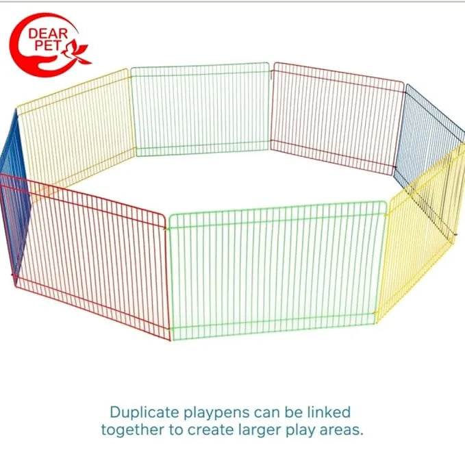 Dayang 8-Piece Foldable Rainbow Small Animal Playpen – 36"- hamster