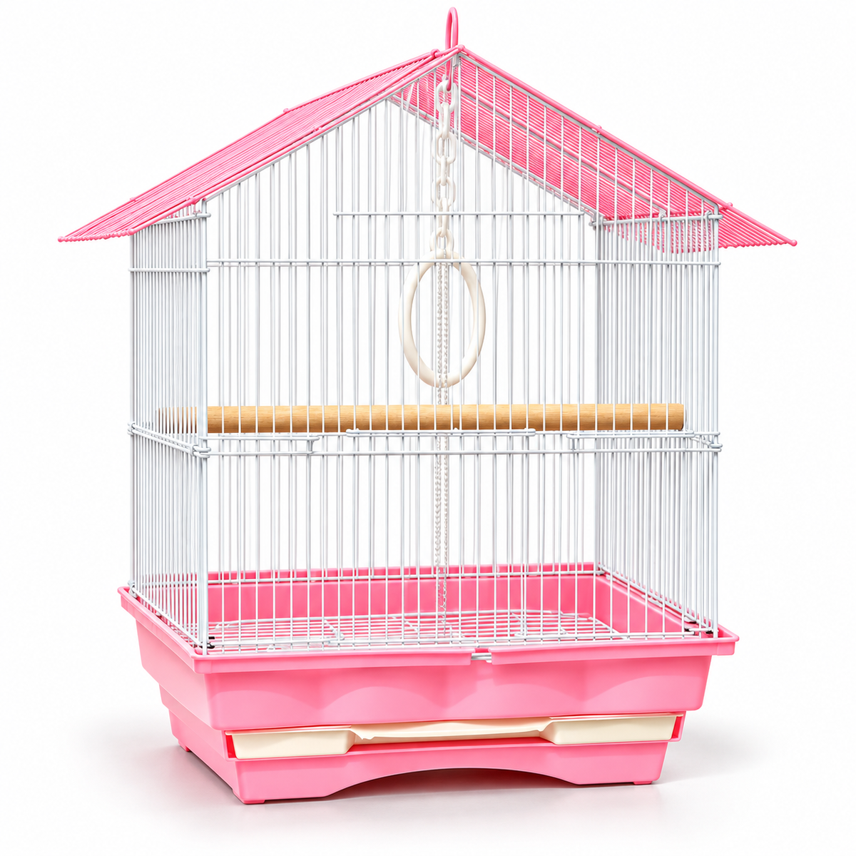 Pink & White Premium Bird Cage – 30 × 23 × 29 CM