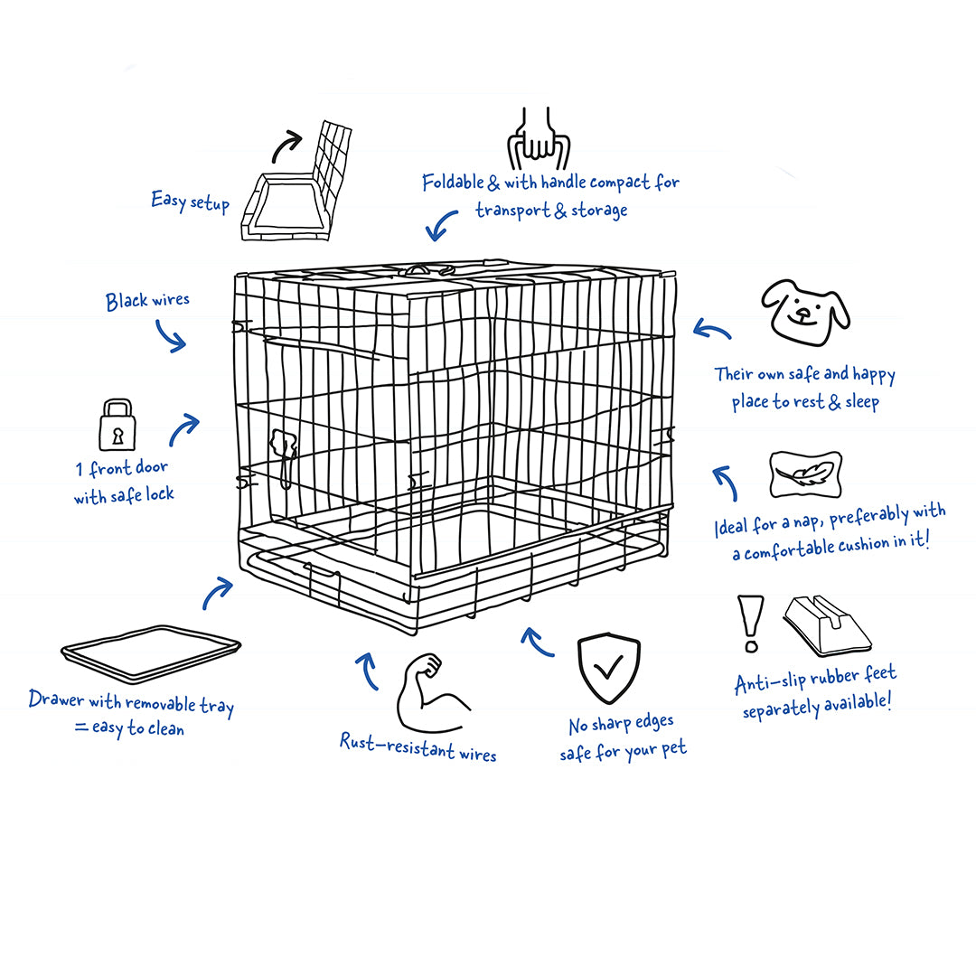 Topline dog bench sliding & folding door Black - dog cage