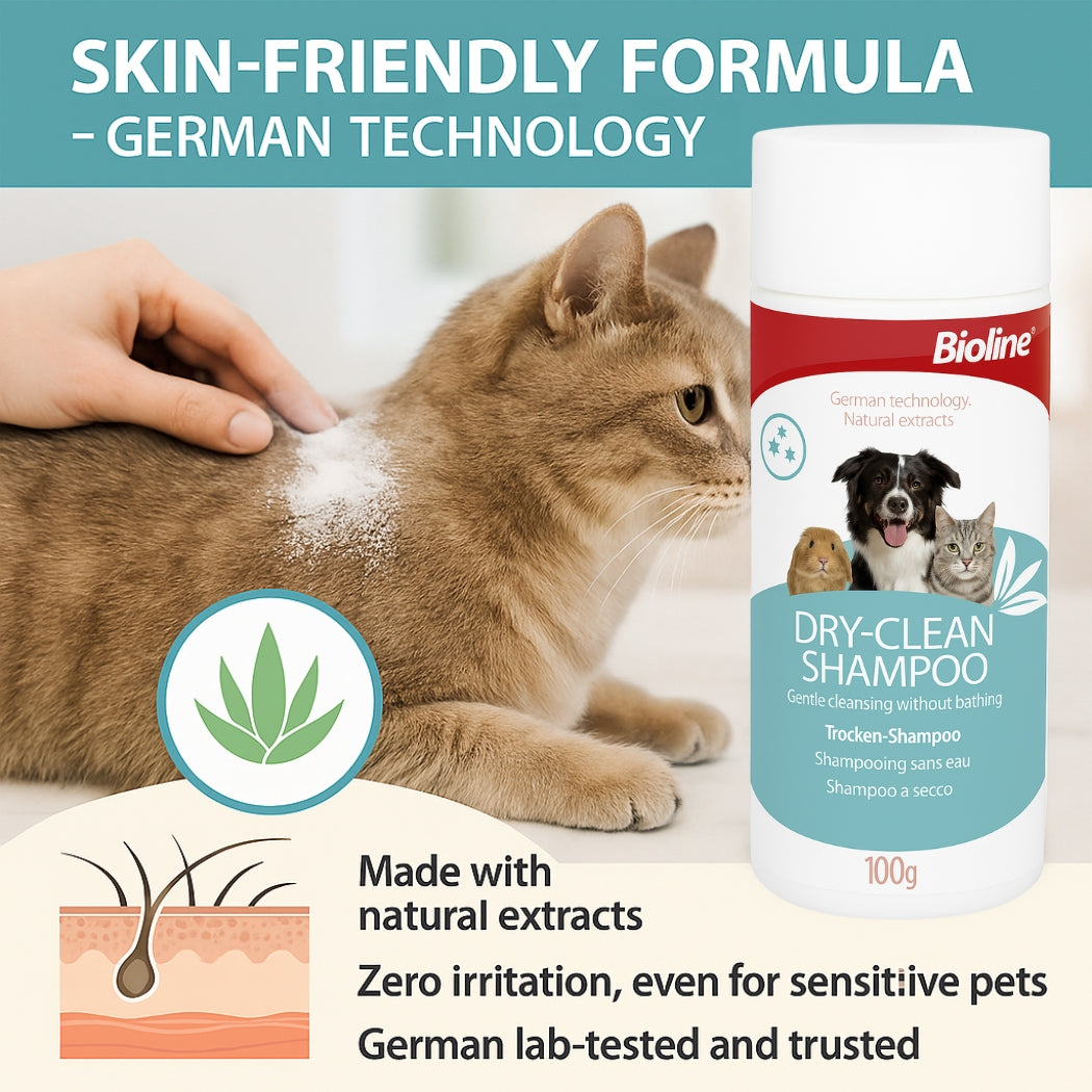Bioline dry clean shampoo -100g pet grooming