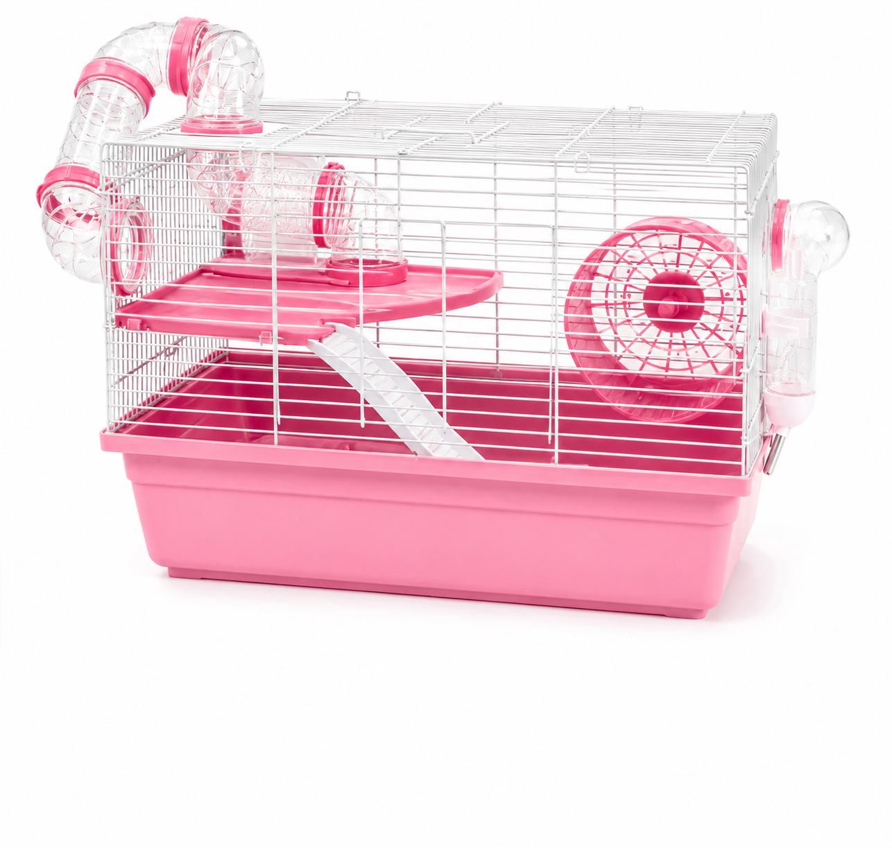 Dear pet Dayang pink Hamster Cage with Tunnel System, Exercise Wheel, Ramp & Platform 48x32x30.6 cm