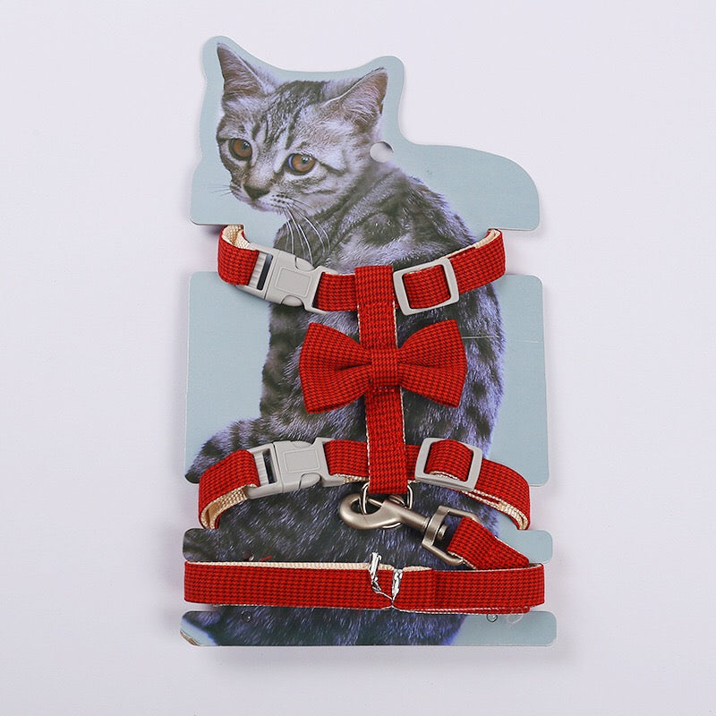 Petbroo Cat Leash & Harness with Bow