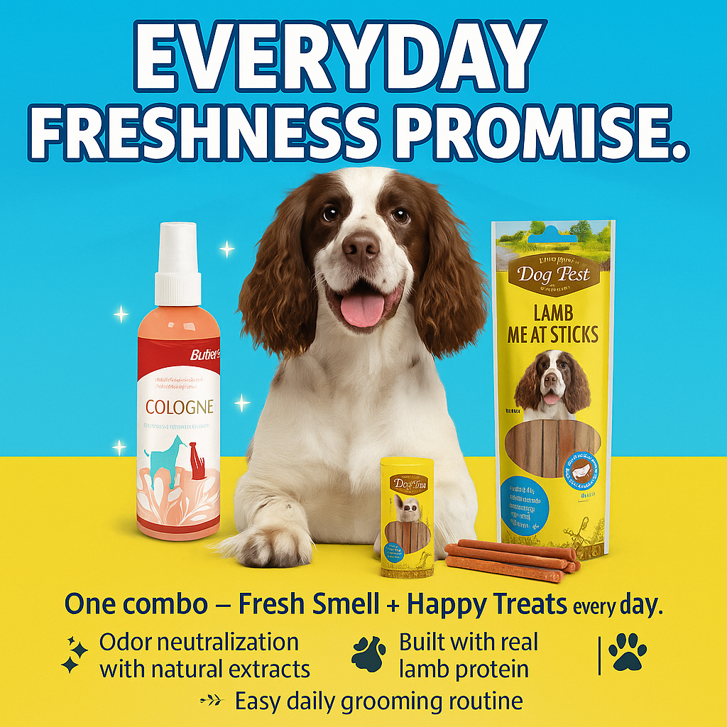 Everyday Freshness Combo โ Cologne Spray + Small Treat = Good smell + reward treat