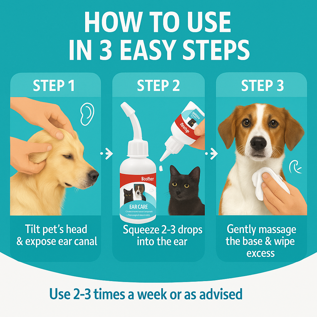Ear care, easy to use drops for dirty ears 50ml- pet grooming