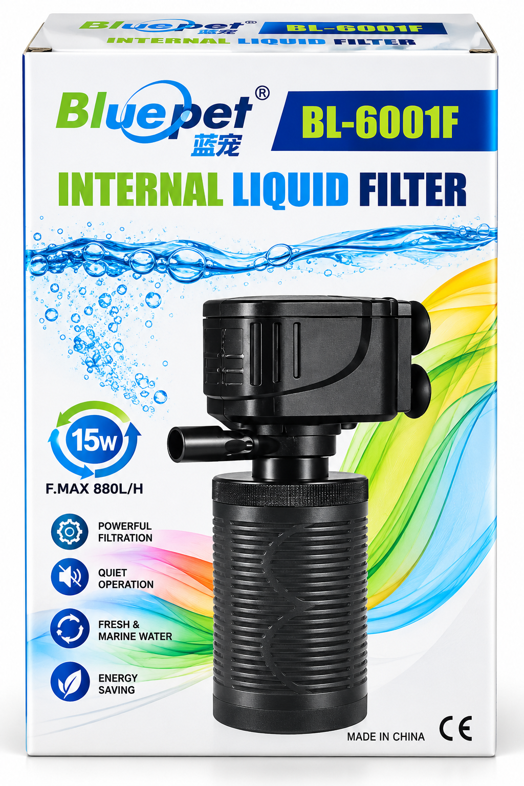 Bluepet BL-6001F Internal Liquid Aquarium Filter – 15W, 800 L/H