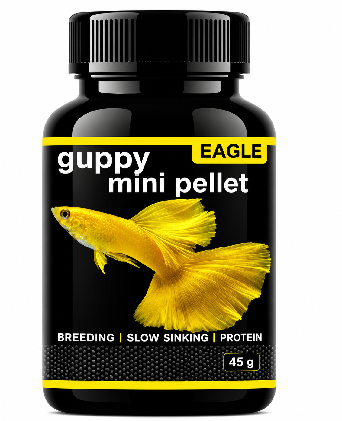 EAGLE GUPPY MINI PELLET – PREMIUM SLOW SINKING FISH FOOD FOR GUPPIES, ENDLERS & LIVEBEARERS | BREEDING SUPPORT, HIGH PROTEIN NUTRITION & HEALTHY GROWTH | 45g