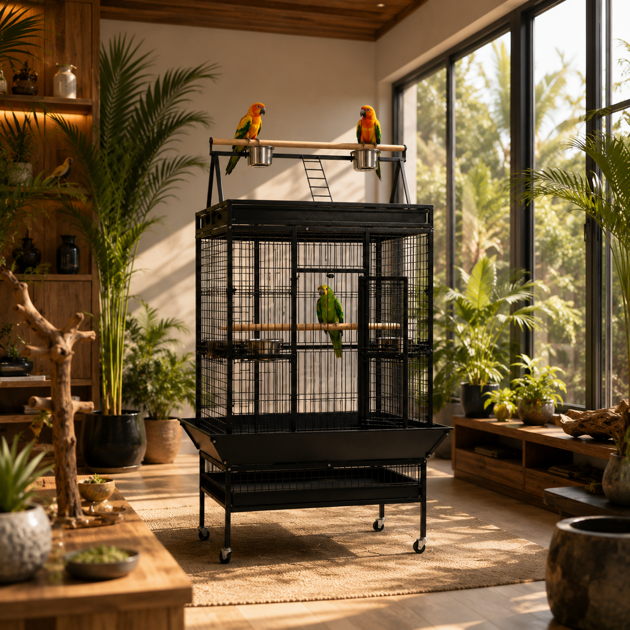 DAYANG A19 PREMIUM PLAYTOP PARROT CAGE FOR CONURES, AMAZONS & COCKATOOS – 102.5 × 80 × 172 CM
