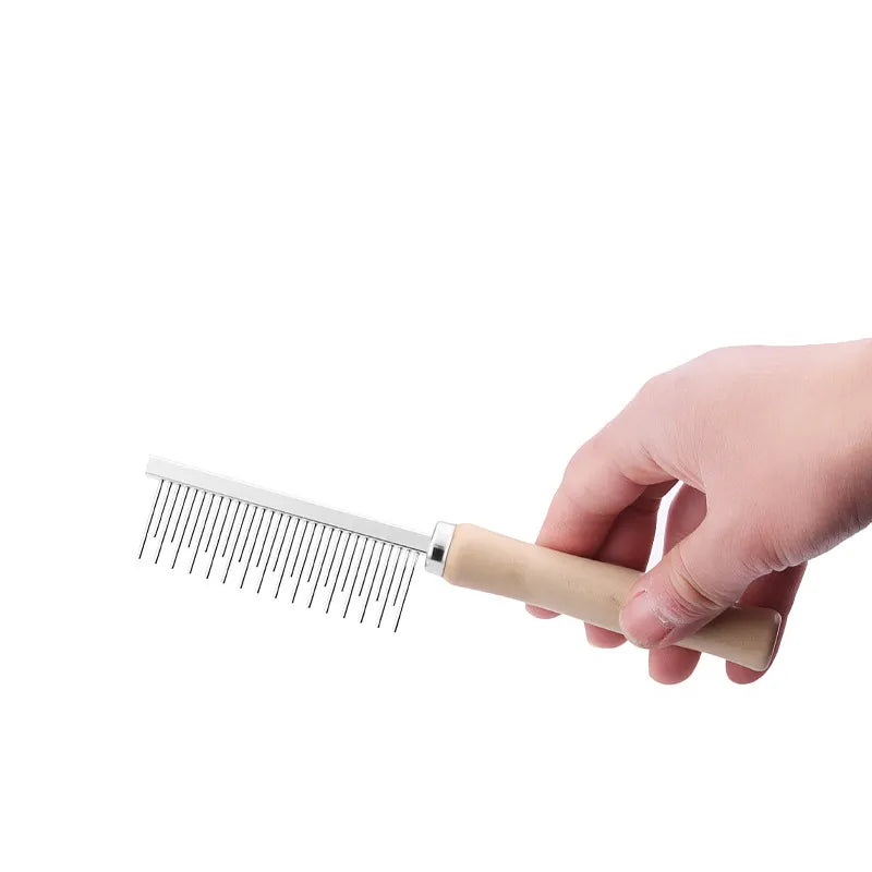 Petbroo steel comb with wooden handle- grooming brush-  grooming tools