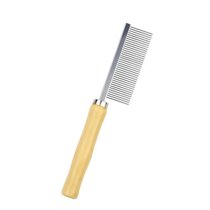 Petbroo steel comb with wooden handle- grooming brush-  grooming tools