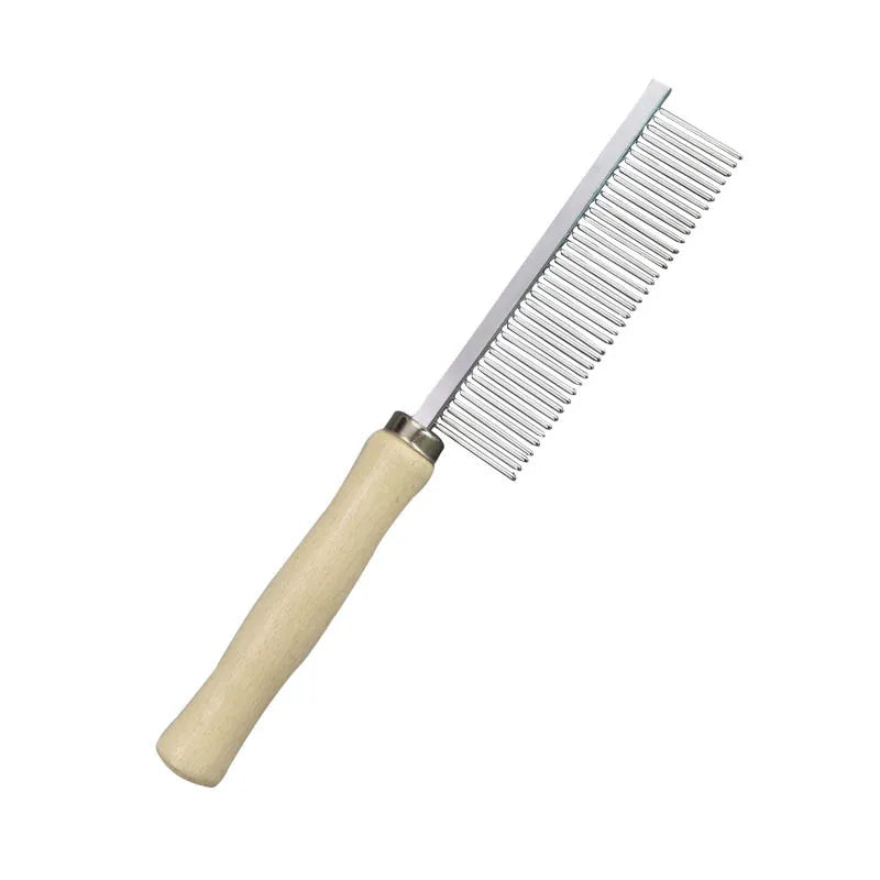Petbroo steel comb with wooden handle- grooming brush-  grooming tools