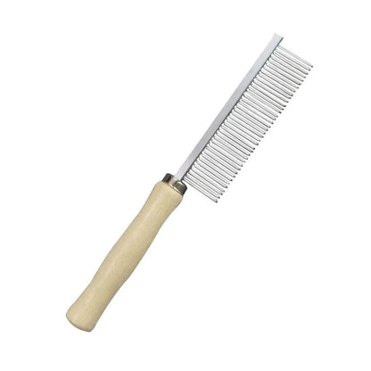 Petbroo steel comb with wooden handle- grooming brush-  grooming tools