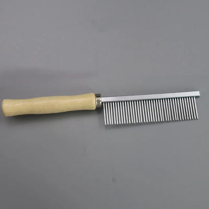 Petbroo steel comb with wooden handle- grooming brush-  grooming tools