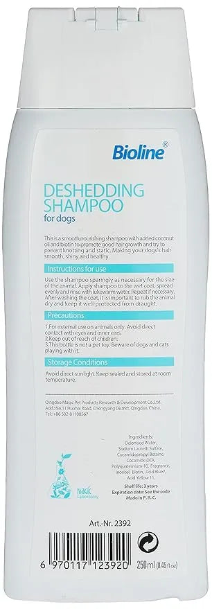 Bioline Deshedding Shampoo for dogs- 250ml - Pet grooming