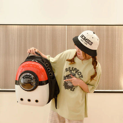 Petbroo  Stylish white, red and black backpack pet carrier - cat carrier