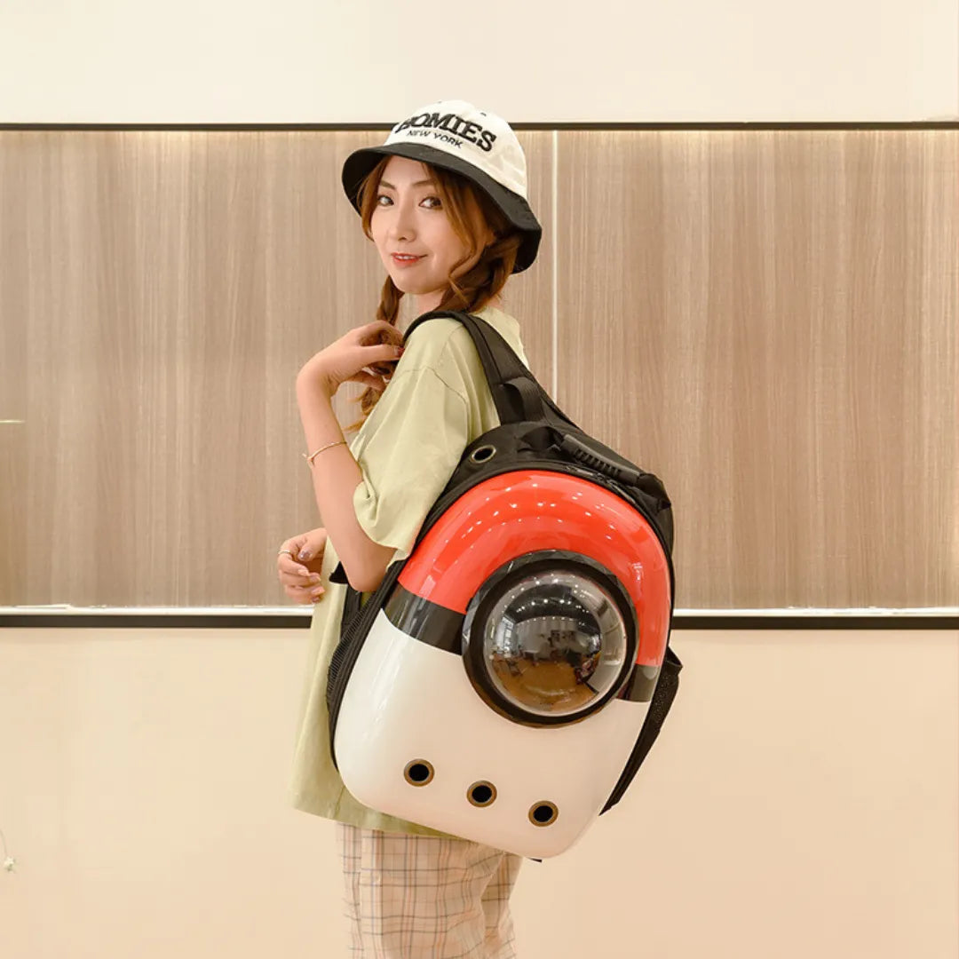Petbroo  Stylish white, red and black backpack pet carrier - cat carrier