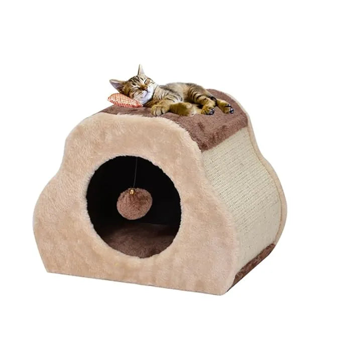 Catry Cave Cat House with Scratcher & Plush Toy 35x25x27cm - cat scratcher