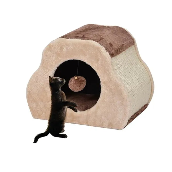 Catry Cave Cat House with Scratcher & Plush Toy 35x25x27cm - cat scratcher