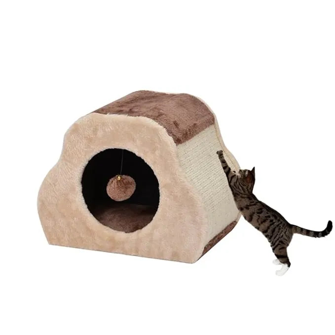 Catry Cave Cat House with Scratcher & Plush Toy 35x25x27cm - cat scratcher