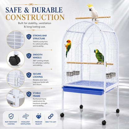 DAYANG A02 PREMIUM PARROT HABITAT WITH INTERACTIVE PLAYTOP & MOBILE STAND – 78 × 60 × 155.5 CM