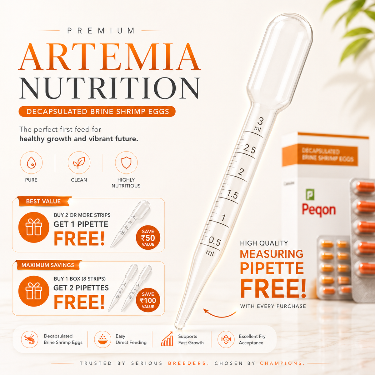 Decapsulated Artemia Cysts Capsules for Fish Fry & Shrimp Larvae