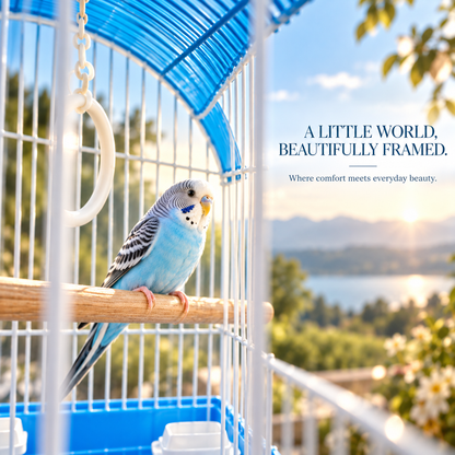 Blue & White Premium Bird Cage – 30 × 23 × 29 CM