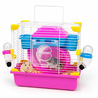Petbroo Cleanden Hamster Cage with Exercise Wheel, 23 × 17 × 25 cm