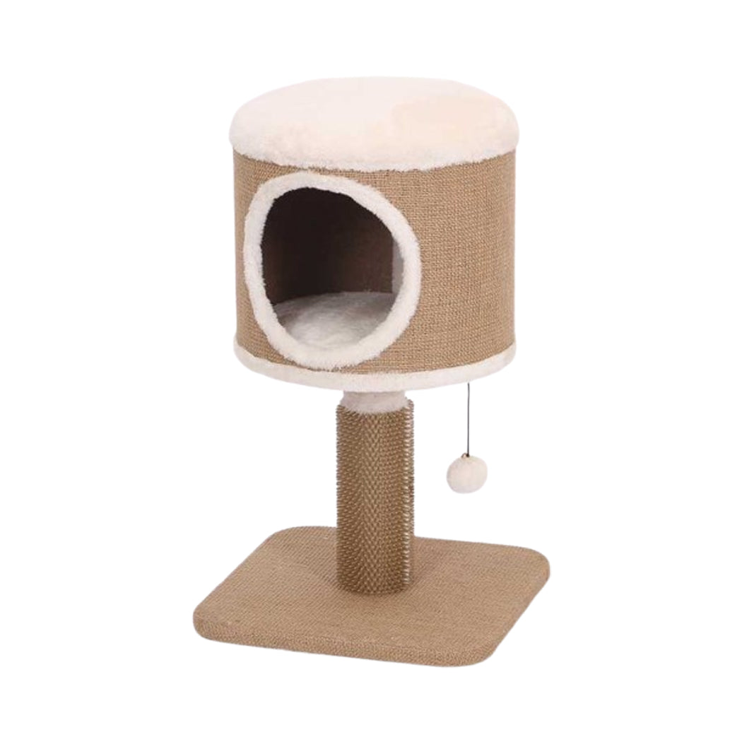 Catry Cozy Retreat Cat Condo with Scratching Post & Hanging Toy