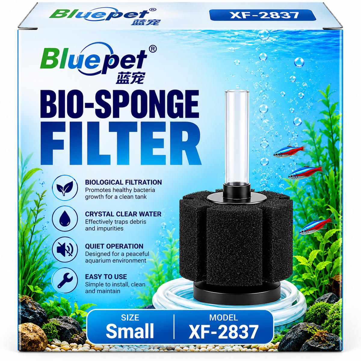 Bluepet Bio-Sponge Aquarium Filter – XF-2837 / XF-180 / XF-2835 – Small & Medium Sizes