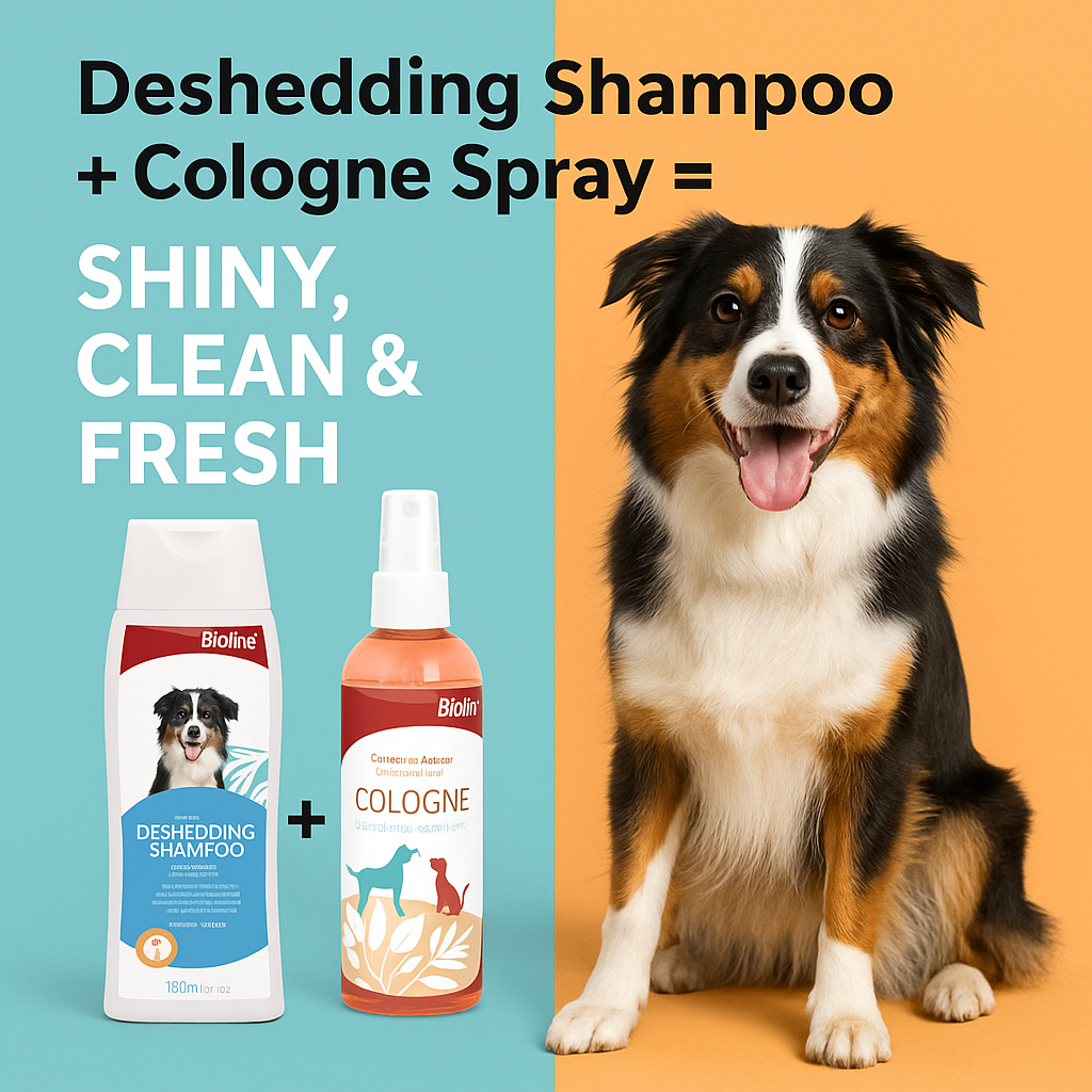 Complete Grooming Combo – Deshedding shampoo + Cologne Spray = (Shiny, clean & fresh)