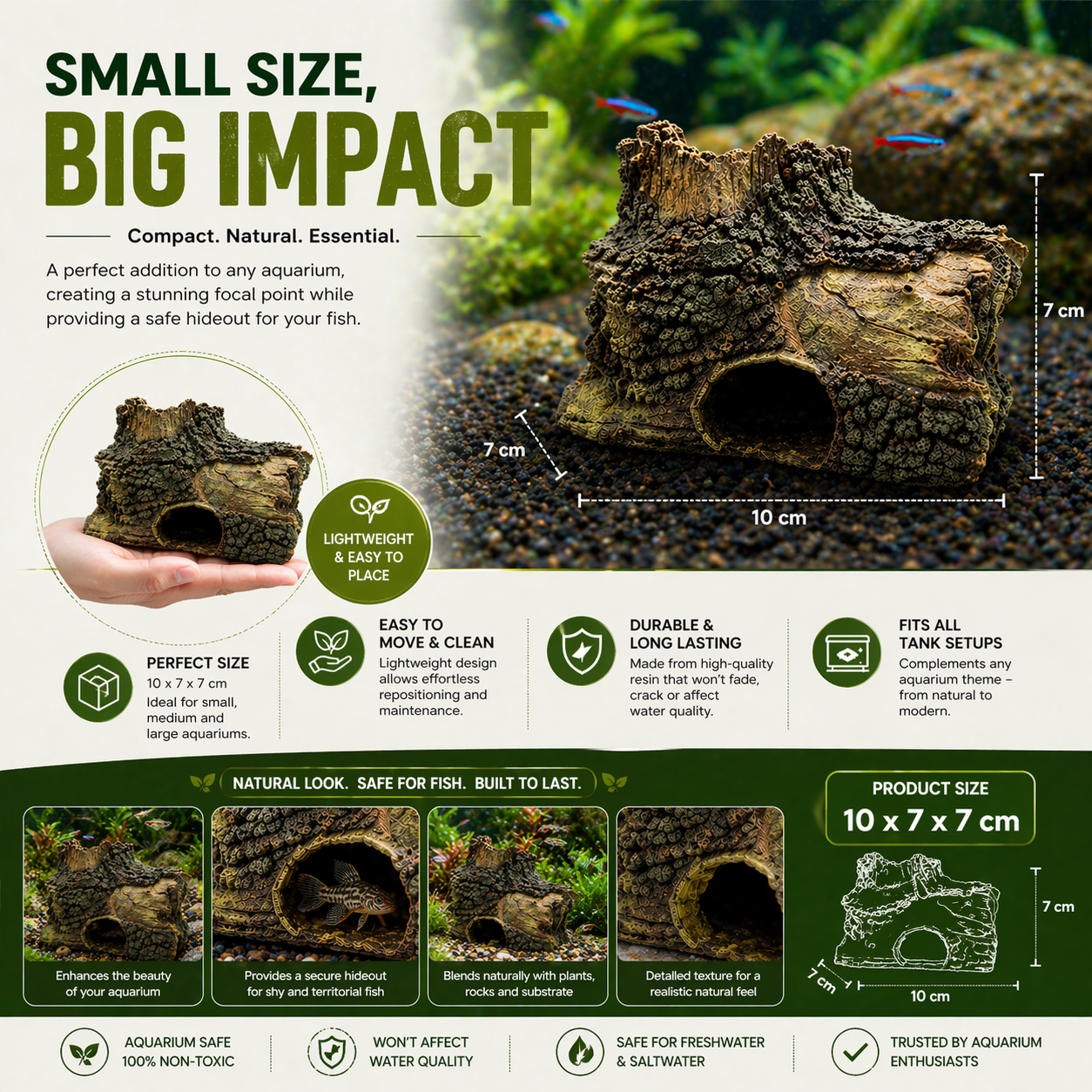 Aquarium Decoration Log Cave for Fish Tank