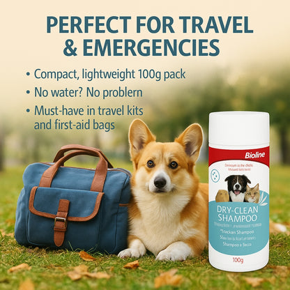 Bioline dry clean shampoo -100g pet grooming