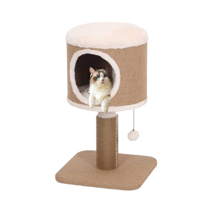Catry Cozy Retreat Cat Condo with Scratching Post & Hanging Toy