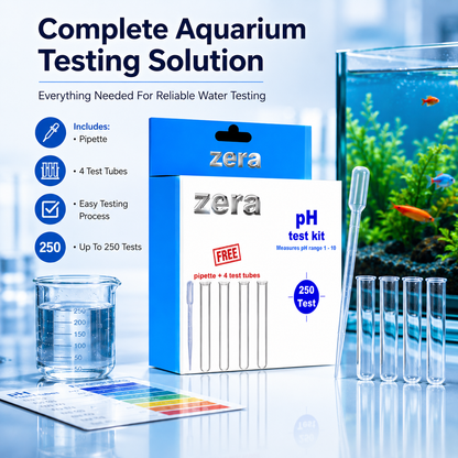 ZERA PH TEST KIT FOR AQUARIUM WATER TESTING – PROFESSIONAL PH MONITORING KIT | 250 TESTS | FAST & ACCURATE RESULTS | MEASURES PH RANGE 1–10