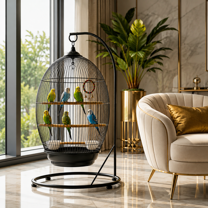 DAYANG 370 DECORATIVE HANGING BIRD CAGE FOR FINCHES, BUDGIES & COCKATIELS – 48.5 × 48.5 × 76 CM
