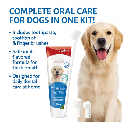 Bioline Dental Oral Care Kit,toothpaste with mint flavor -100g - pet grooming