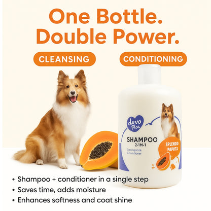 Duvo+- shampoo 2 in 1 - dog shampoo- pet grooming