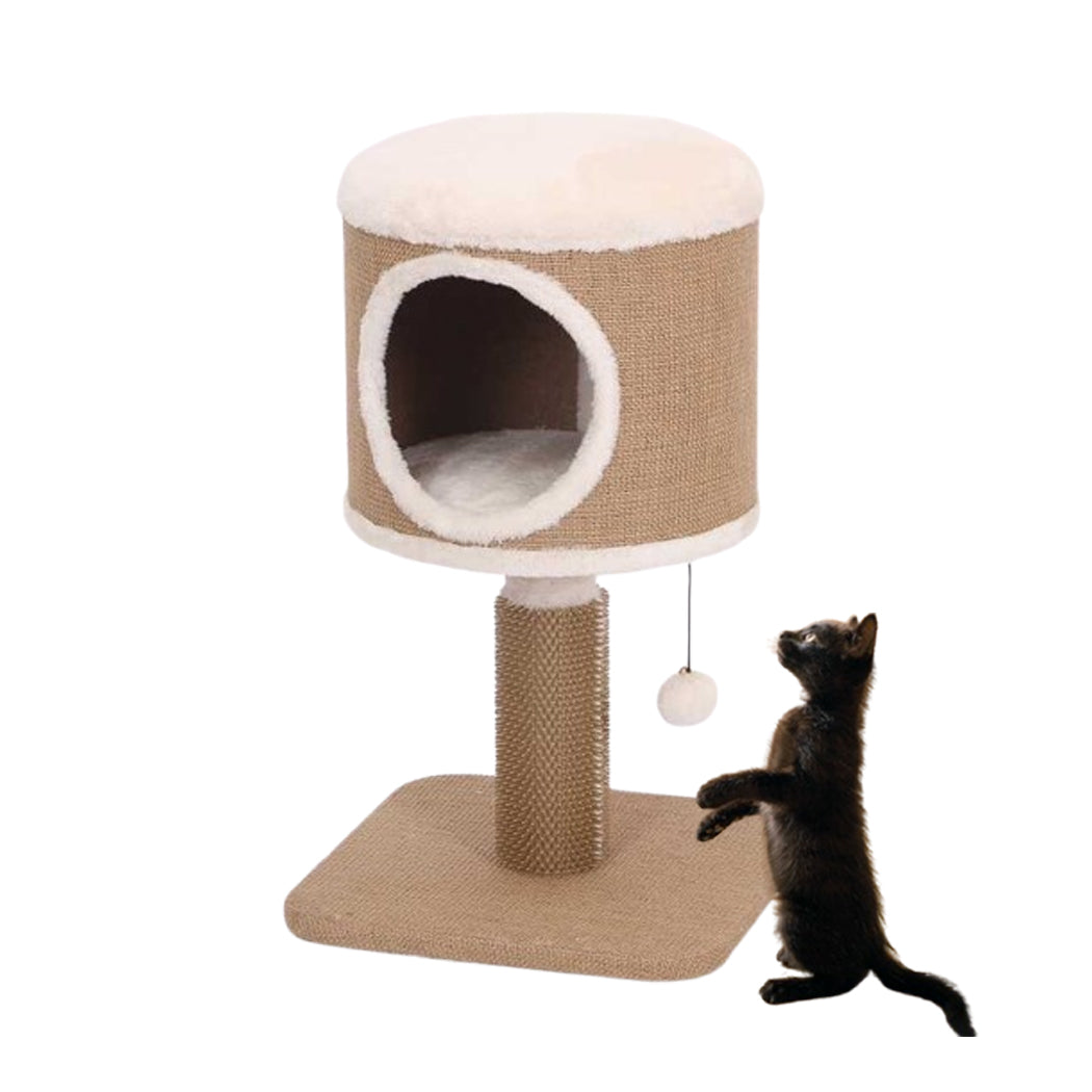 Catry Cozy Retreat Cat Condo with Scratching Post & Hanging Toy