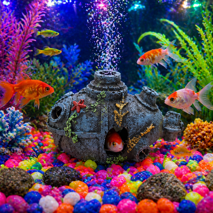 Aquarium Decoration Cave Ornament Fish Tank Submarine Hideout Resin Decor 10x7x7 cm