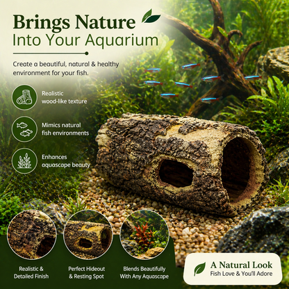 Natural Wood Design Ornament Hideout Aquarium Decoration Log Cave for Fish Tank