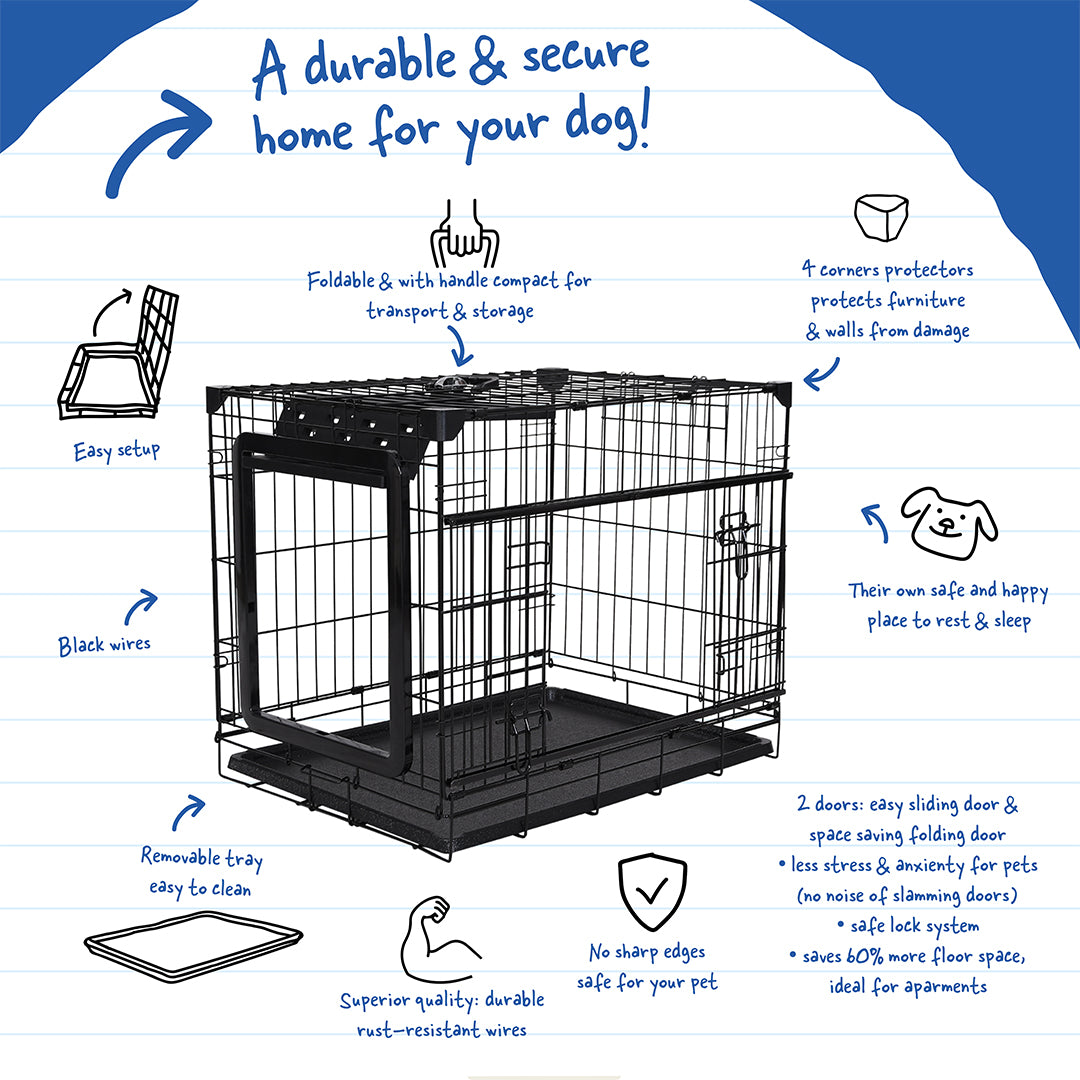 Topline dog bench sliding & folding door Black - dog cage