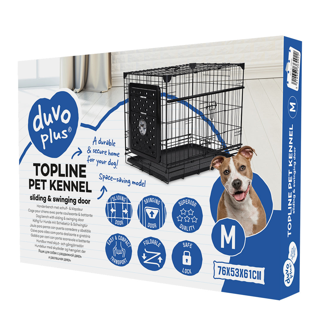 Topline dog bench sliding & folding door Black - dog cage