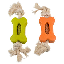 Duvo+ Eco rubber flat bone bamboo/rice + cotton Mixed colors - dog toy