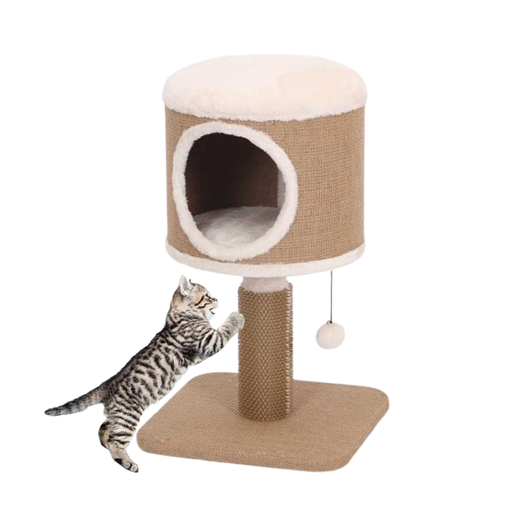 Catry Cozy Retreat Cat Condo with Scratching Post & Hanging Toy