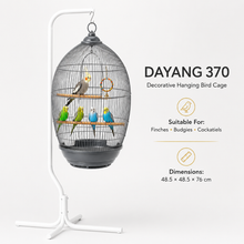 DAYANG 370 DECORATIVE HANGING BIRD CAGE FOR FINCHES, BUDGIES & COCKATIELS – 48.5 × 48.5 × 76 CM