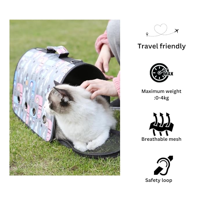 Petbroo Travel Pet Carrier Soft Multi-Entry Folding Portable Kennel Crate Small - dog travel essentials