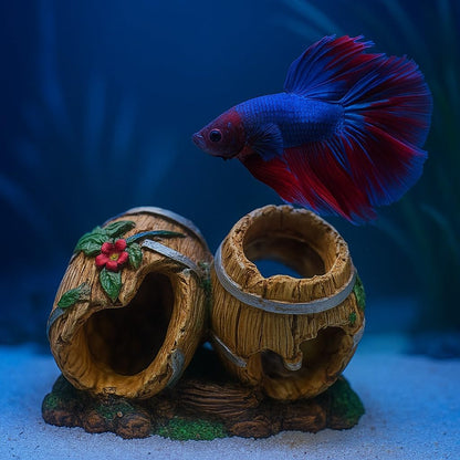 Resin Barrel Fish Hideout 12×9×8 cm