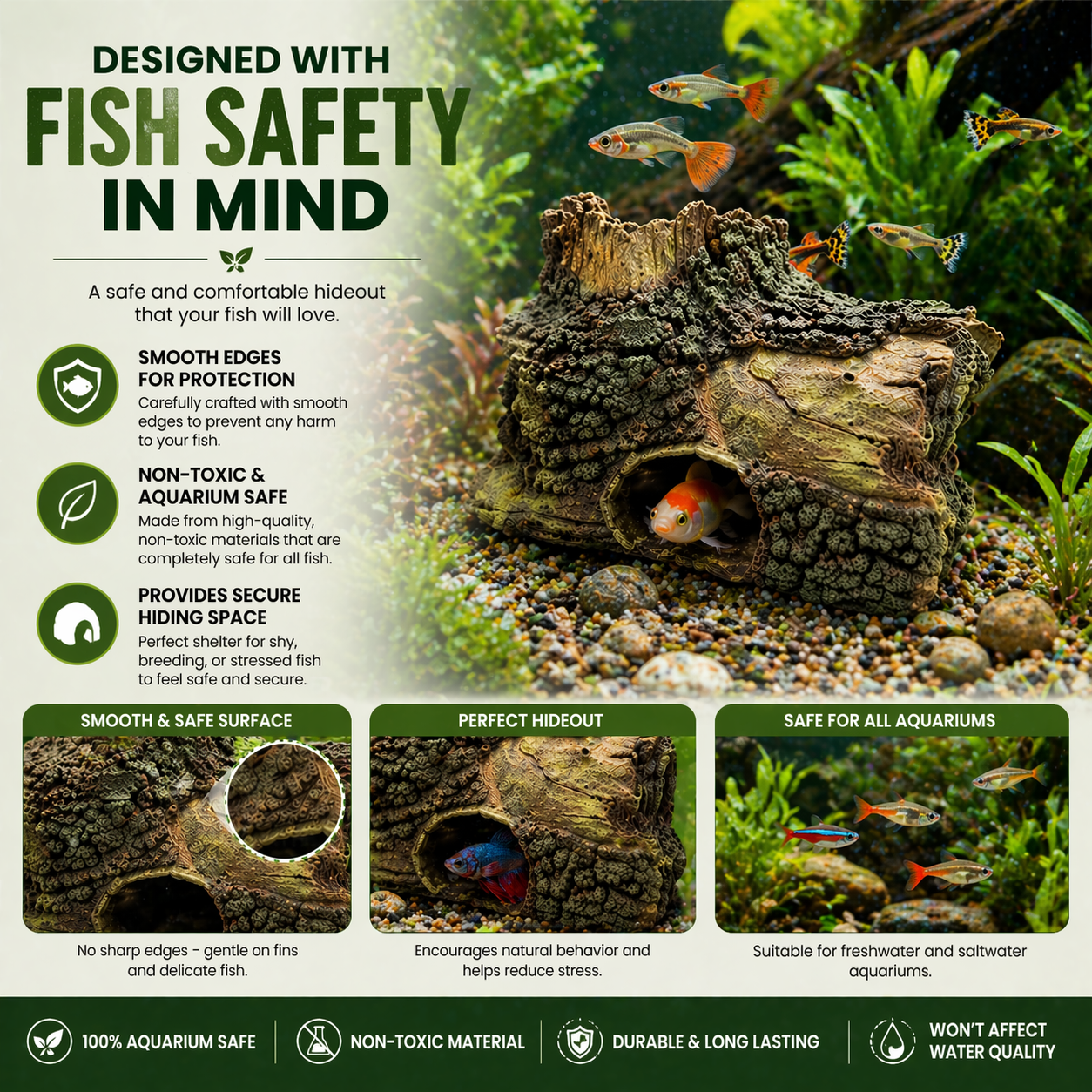 Aquarium Decoration Log Cave for Fish Tank