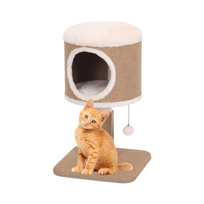 Catry Cozy Retreat Cat Condo with Scratching Post & Hanging Toy